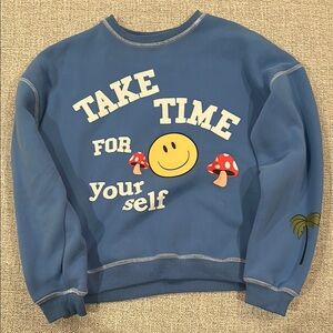 Blue Crewneck Sweater with Graphic Design
